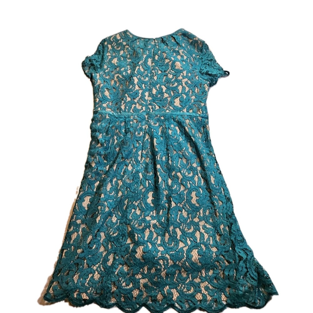 Adrianna Papell Scalloped Lace Turquoise Mother of Bride Bridal Dress Women SZ14
